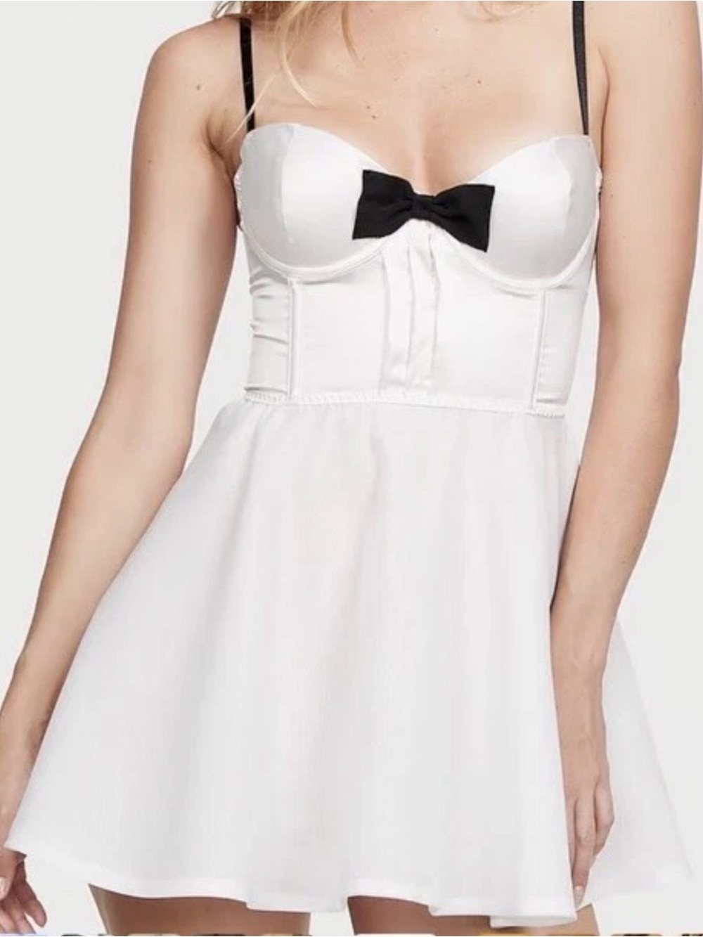 Victoria’s Secret Sexy Little Things Silk Tuxedo Bustier Babydoll 36C NWT